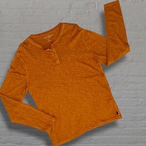 Lucky Brand Burnt Orange Henley Long Sleeve Slub Shirt Men’s Medium